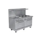 image of Royal Range of California RR-10-C 60" Gas Restaurant Range w/ (10) Open Burners, (1) Standard Oven, (1) Convection Oven, 365.000 BTU 
