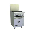 image of Royal Range of California RR-24RB-120 24" Gas Restaurant Range w/ 24" Full Radiant Charbroiler, (1) Space Saver Oven, 87.000 BTU