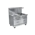 image of Royal Range of California RR-2G36 48" Gas Restaurant Range w/ (2) Open Burners, 36" Griddle, (2) Space Saver Ovens, 174.000 BTU