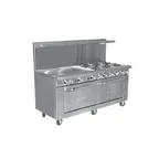 image of Royal Range of California RR-2G60 72" Gas Restaurant Range w/ (2) Open Burners, 60" Griddle, (2) Standard Ovens, 230.000 BTU