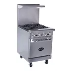 image of Royal Range of California RR-4 24" Gas Restaurant Range w/ (4) Open Burners, (1) Space Saver Oven, 147.000 BTU