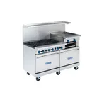 image of Royal Range of California RR-6RG24-CC 60" Gas Restaurant Range w/ (6) Open Burners, 24" Raised Griddle, (2) Convection Ovens, 280.000 BTU