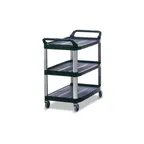 image of Rubbermaid FG409100BLA Xtra™ Black 3-Shelf Utility / Bus Cart w/ 100 lb. Capacity