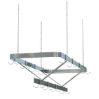 image of Sapphire Manufacturing SM-CR72, 72" Stainless Steel Triple Bar Ceiling Mounted Pot Rack with 18 Double Hooks