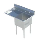 image of Sapphire Manufacturing SMS-1515L 32.5" One Compartment Sink, 15"W x 15"L Bowl With Left-Hand Drainboards