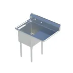 image of Sapphire Manufacturing SMS-1620R 40.5" One Compartment Sink, 16"W x 20"L Bowl With Right-Hand Drainboards