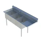 image of Sapphire Manufacturing SMS-3-1620R 68" Three Compartment Sink, 16"W x 20" L Bowl With Right-Hand