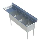 image of Sapphire Manufacturing SMS-3-2020L 82" Three Compartment Sink, 20"W x 20"L Bowl With Left-Hand