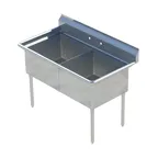 image of Sapphire Manufacturing SMS1821-2 41" Two Compartment Sink, 18"W x 21"L Bowl Without Drainboard