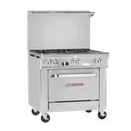 image of Southbend 4361C-1GR 36" Gas Restaurant Range w/ (4) Open Burners, 12" Griddle, (1) Cabinet Base, 150.000 BTU