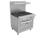 image of Southbend 4361C-2CR 36" Gas Restaurant Range w/ (2) Open Burners, 24" Charbroiler, (1) Cabinet Base, 130.000 BTU