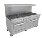 image of Southbend 4721AA 72" Gas Restaurant Range w/ (12) Open Burners, (2) Convection Ovens, 460.000 BTU