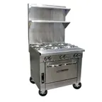 image of Southbend P36A-BBB-SU 36" Gas Heavy Duty Range, (6) Open Burners w/ (3) Step-Up, (1) Convection Oven, 255.000 BTU 