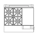 image of Southbend P36N-BBG 36" Gas Heavy Duty Range w/ (4) Open Burners, 12" Griddle Right, Modular Base, 172.000 BTU