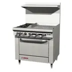 image of Southbend S36C-2GL 36" Gas Restaurant Range w/ (2) Open Burners, 24" Griddle Left, (1) Cabinet Base, 104.000 BTU 