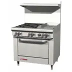 image of Southbend S36D-1G 36" Gas Restaurant Range w/ (4) Open Burners, 12" Griddle Left, (1) Standard Oven, 165.000 BTU
