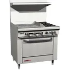 image of Southbend S36D-2GL 36" Gas Restaurant Range w/ (2) Open Burners, 24" Griddle Left, (1) Standard Oven, 139.000 BTU