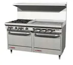 image of Southbend S60DC-2GR 60" Gas Restaurant Range w/ (6) Open Burners, 24" Griddle Right, (1) Standard Oven, (1) Cabinet Base, 251.000 BTU