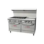 image of Southbend S60DD-2GR 60"Gas Restaurant Range w/ (6) Open Burners, 24" Griddle Right, (2) Standard Ovens, 286.000 BTU 