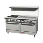 image of Southbend S60DD-4GR 60" Gas Restaurant Range w/ (2) Open Burners, 48" Griddle Right, (2) Standard Ovens, 206.000 BTU