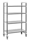 image of Cambro EXMU244878S4480 Camshelving Elements Xtra Mobile Unit, 24W x 48L x 78H, 4-Tier, 900 Lbs Capacity, Gray, Solid Polypropylene Shelves