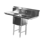 image of Serv-Ware 1CWPH18242-24 66" One Compartment Sink, 18"W x 24"L Bowl With 2 Drainboards/16 Gauge 