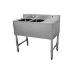image of Serv-Ware BAR2B36-R-CWP 36" 2 Compartment Underbar Sink w/ 1 Right Drainboard, 4" Faucet Holes