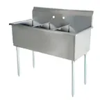 image of Serv-Ware BS3-1221 39" Three Compartment Sink, 12"W x 21"L Bowl Without Drainboard