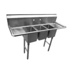 image of Serv-Ware CS3CWP1410218 70" Three Compartment Sink, 10"W x 14"L Bowl With 2 Drainboards