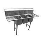 image of Serv-Ware CS3CWP1410 39" Three Compartment Sink, 10"W x 14"L Bowl Without Drainboard
