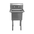 image of Serv-Ware D1CWP1620 21" One Compartment Sink, 16"W x 20"L Bowl Without Drainboards/18 Gauge