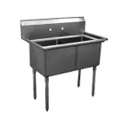 image of Serv-Ware D2CWP1818 41" Two Compartment Sink, 18"W x 18"L Bowl Without Drainboard