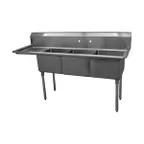 image of Serv-Ware D3CWP1620L-18 68" Three Compartment Sink, 16"W x 20"L Bowl With Left-Hand Drainboard