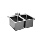 image of Serv-Ware DIS-2C1014-CWP 24" Drop-In Sink, 10"W x 14"L x 10"D Bowl /  (2) Compartment 