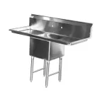 image of Serv-Ware E1CWP18182-18 54" One Compartment Sink, 18"W x 18"L Bowl With 2 Drainboards