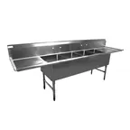 image of Serv-Ware E4CWP18242-24 120" Four Compartment Sink, 18"W x 24"L Bowl With 2 Drainboards