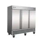 image of Serv-Ware RF3-HC 81" 3-Solid Door Reach-In Freezer, Bottom Mounted, 72 cu. ft., Stainless Steel