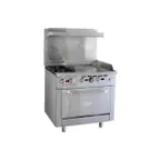 image of Serv-Ware SGR-2B-24G 36" Gas Restaurant Range w/ (2) Burners, 24" Griddle, (1) Oven, 131.000 BTU