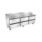 image of Silver King SKPZ92-EDUS1 92" 6 Drawers Refrigerated Pizza Prep Table, (12) 1/3 Pans