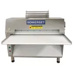 image of Somerset CDR-2500 Countertop Double Pass Dough Roller, 25" Synthetic Non-Stick Rollers, Side Operation
