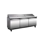 image of Serv-Ware SP72-27M-HC 72" 3-Section Mega Sandwich/Salad Prep Table w/ 3 Doors, 27 Pans