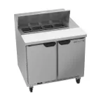 image of Beverage Air SPE36HC-08 36" Two Section Sandwich/Salad Prep Table w/ 2 Doors, 8 pans, 10 cu. ft.