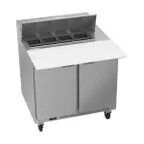 image of Beverage Air SPE36HC-08C 36" Two Section Sandwich/Salad Prep Table w/ 2 Doors, 8 pans, 10 cu. ft.