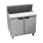 image of Beverage Air SPE36HC-10 36" Two Section Sandwich/Salad Prep Table w/ 2 Doors, 10 pans, 10 cu. ft.