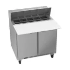 image of Beverage Air SPE36HC-10C 36" Two Section Sandwich/Salad Prep Table w/ 2 Doors, 10 pans, 10 cu. ft.