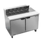 image of Beverage Air SPE48HC-10 48" Two Section Sandwich/Salad Prep Table w/ 2 Doors, 10 pans, 13 cu. ft.