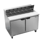 image of Beverage Air SPE48HC-12 48" Two Section Sandwich/Salad Prep Table w/ 2 Doors, 12 pans, 13 cu. ft.