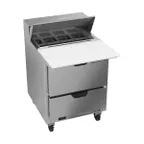 image of Beverage Air SPED27HC-C 27" One Section Sandwich/Salad Prep Table w/ 2 Drawers, 6 pans, 6.75 cu. ft.
