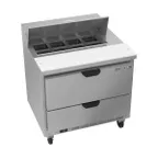 image of Beverage Air SPED36HC-08-2 36" One Section Sandwich/Salad Prep Table w/ 2 Drawers, 8 pans, 10 cu. ft.