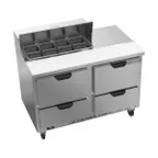 image of Beverage Air SPED48HC-08-4 48" Two Section Sandwich/Salad Prep Table w/ 4 Drawers, 8 Pans, 13 cu. ft.